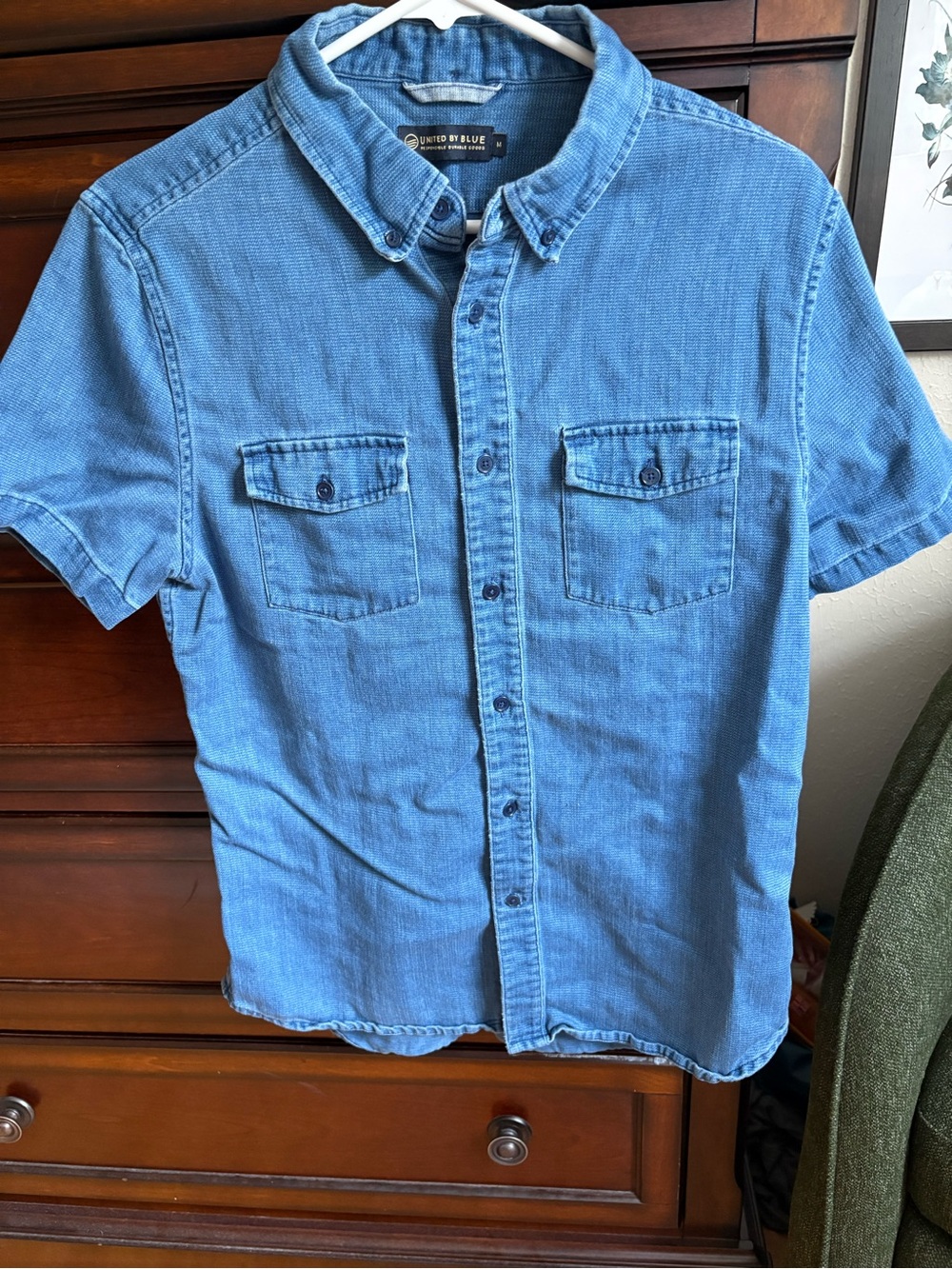United By Blue Light Blue Short-Sleeve Denim Button-Up Shirt